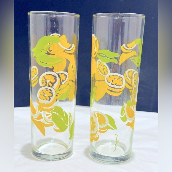 Anthologie signed Morgan Other - 2 MCM Anthropologie Morgan Signed Citrus Yellow and Green Tall Glasses